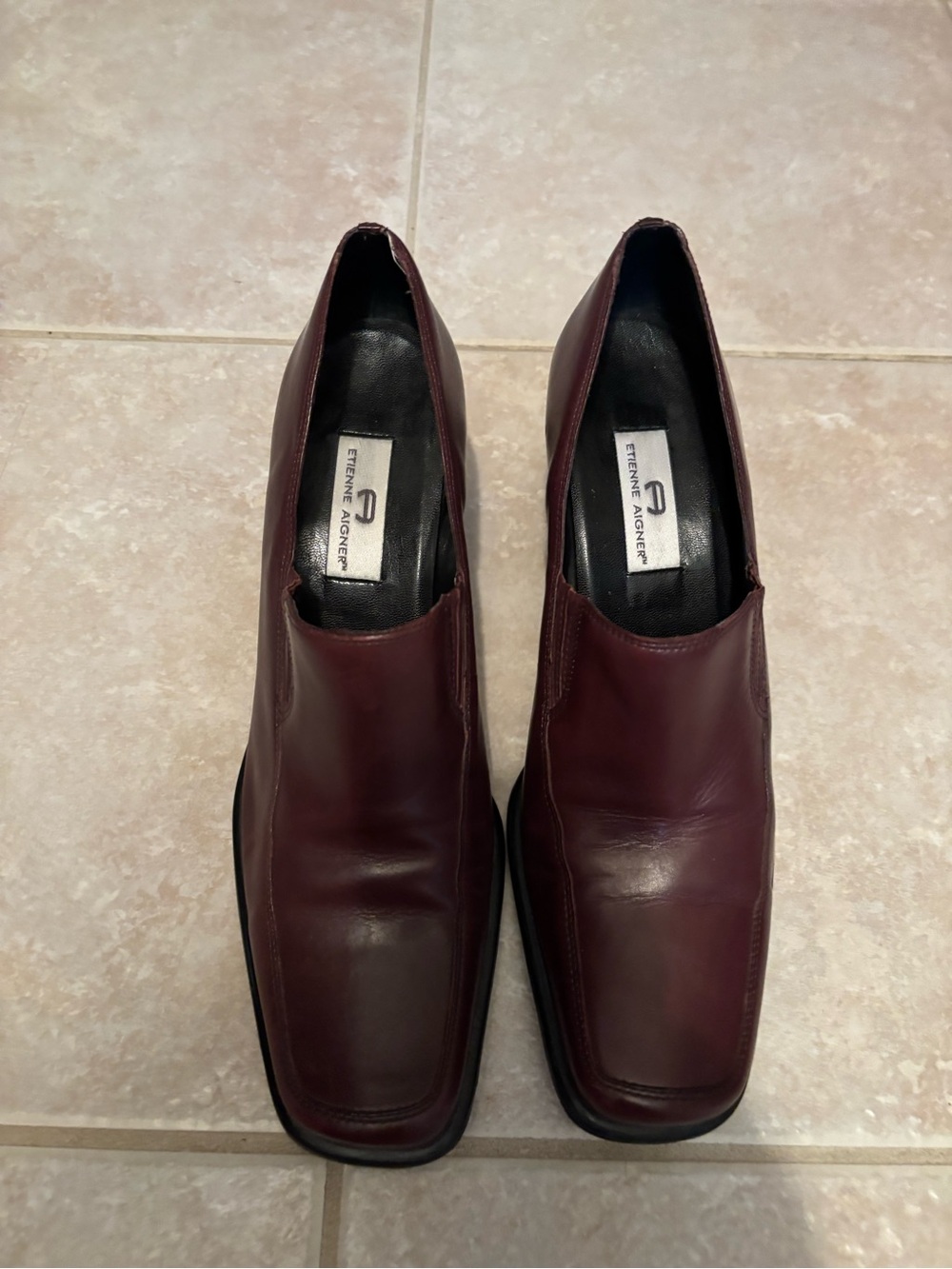 Etienne Aigner Men's Wine/Burgundy Leather Slip-On Loafers
